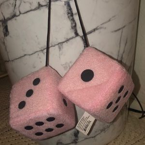 Pink fluffy dice